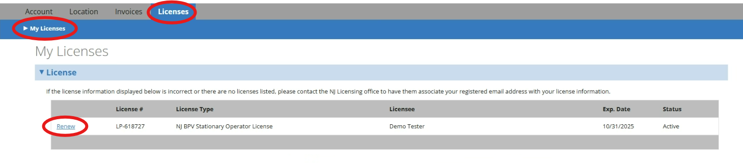 View My Licenses